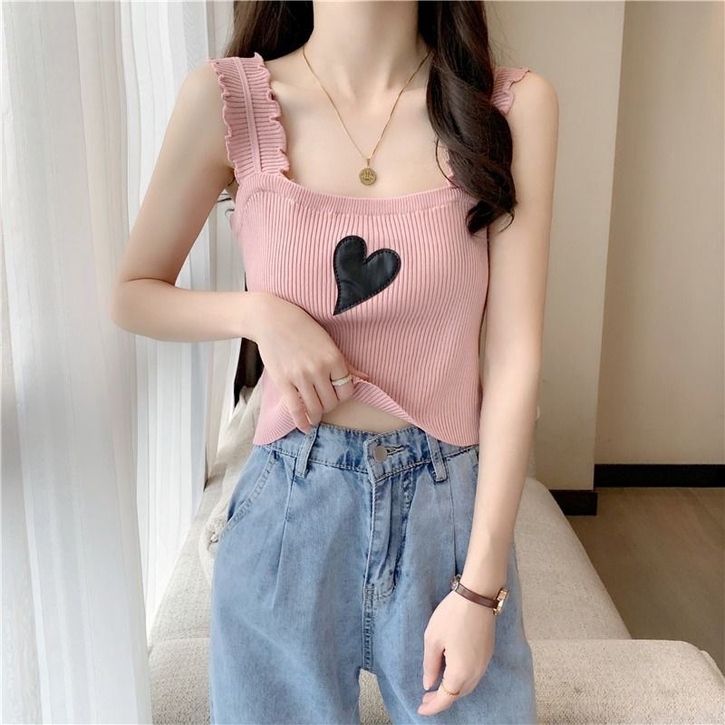 Jiashucheng Áo Dệt Kim Hai Dây Cổ Chữ U Màu Sắc Tương Phản Thời Trang Mùa Hè Cho Nữ