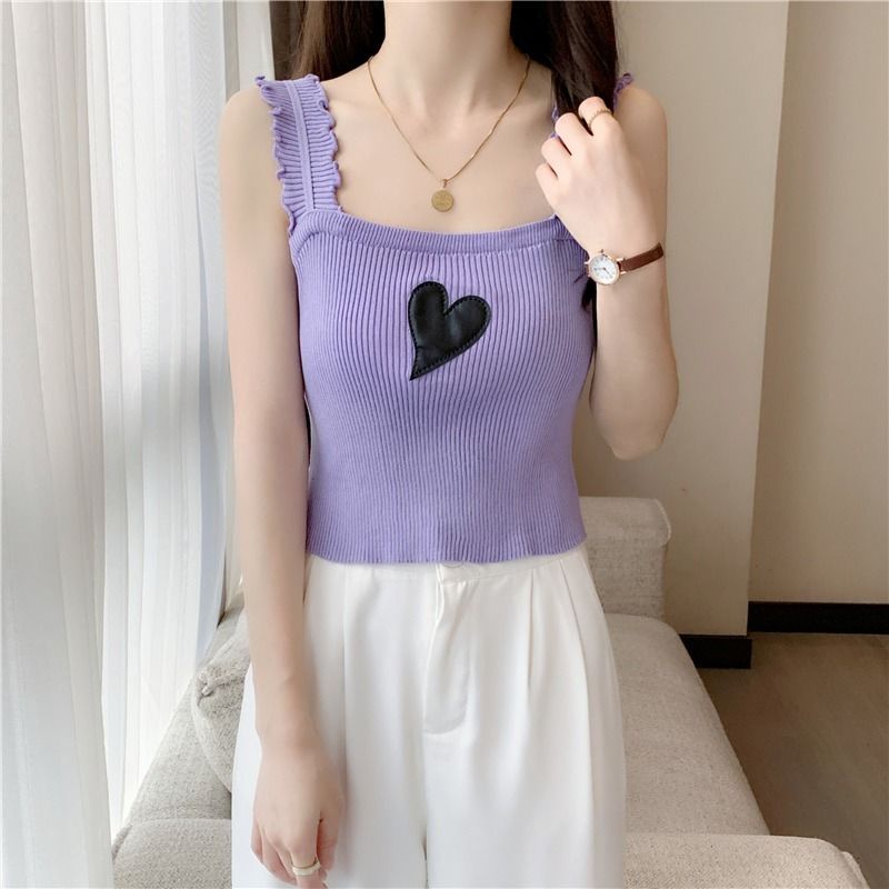 Jiashucheng Áo Dệt Kim Hai Dây Cổ Chữ U Màu Sắc Tương Phản Thời Trang Mùa Hè Cho Nữ