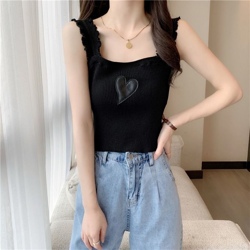 Jiashucheng Áo Dệt Kim Hai Dây Cổ Chữ U Màu Sắc Tương Phản Thời Trang Mùa Hè Cho Nữ