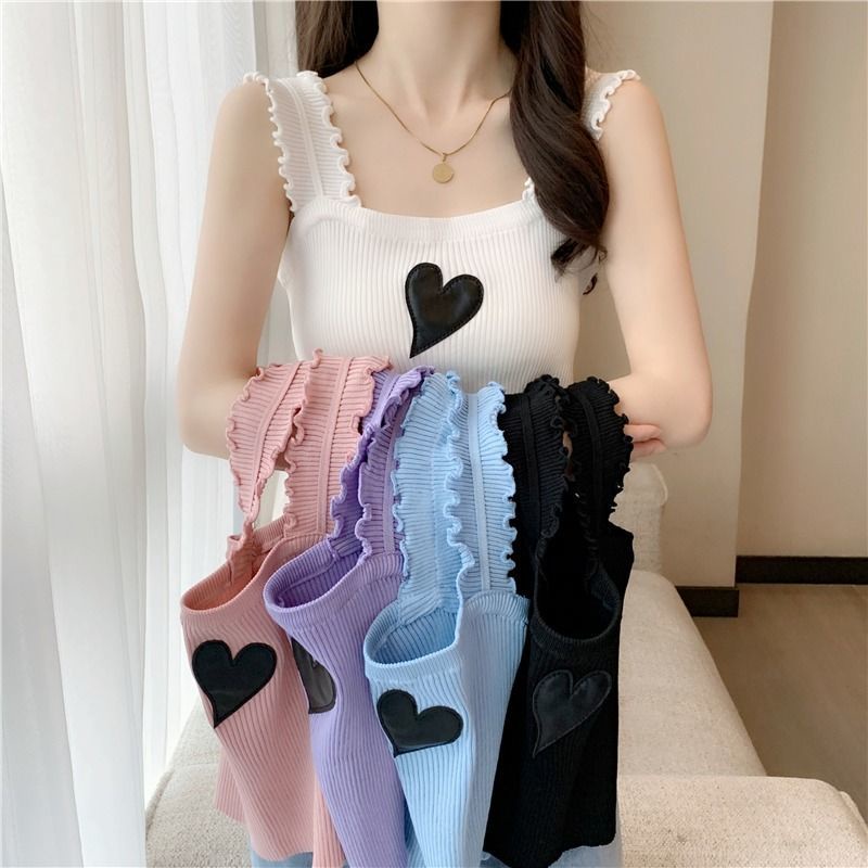 Jiashucheng Áo Dệt Kim Hai Dây Cổ Chữ U Màu Sắc Tương Phản Thời Trang Mùa Hè Cho Nữ