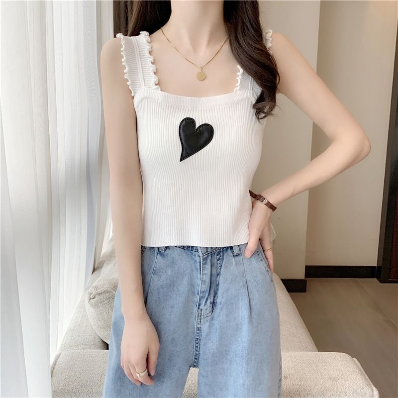 Jiashucheng Áo Dệt Kim Hai Dây Cổ Chữ U Màu Sắc Tương Phản Thời Trang Mùa Hè Cho Nữ