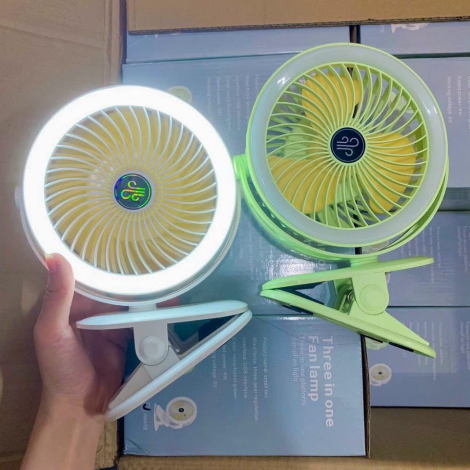 [ Hot Hot ] Quạt Tích Điện Để Bàn,Có đèn LED.Sử Dụng Pin Sạc, Quạt Mini Kẹp Bàn Chắc Chắn, Xoay 720 Độ .Bảo Hành 3 tháng | BigBuy360 - bigbuy360.vn