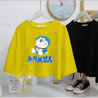Áo croptop rút dây dore xanh cho bé gái chất cotton size từ 9 đến 65kg