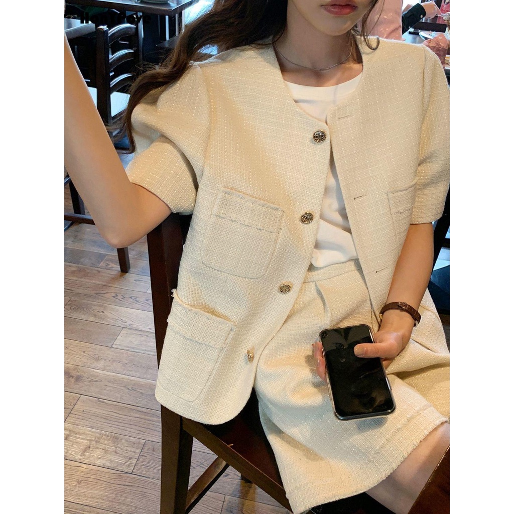 Honypove Bộ Áo Khoác + Quần Short Thời Trang Mùa Hè Cao Cấp Cho Nữ