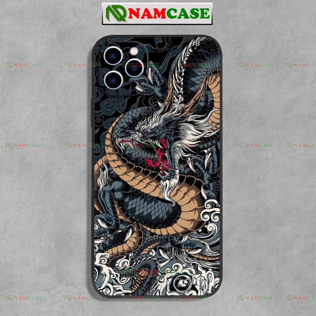 Ốp lưng iphone in hình rồng cạnh viền vuông silicon mềm dẻo bảo vệ camera cho ip 6/6s/7/8/X/XS/11/12/13/14 Pro Plus Max