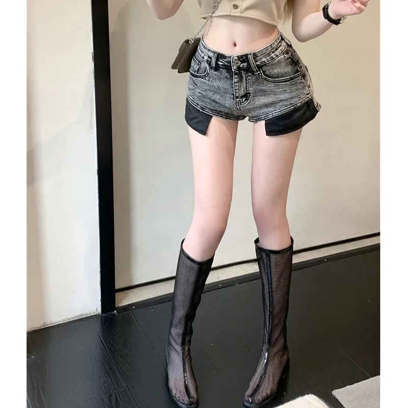 Quần Short Denim Lưng Cao Ống Rộng Thời Trang Mùa Hè Quyến Rũ Cho Nữ