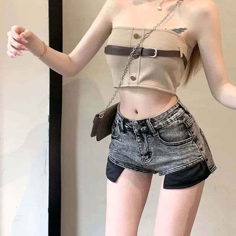 Quần Short Denim Lưng Cao Ống Rộng Thời Trang Mùa Hè Quyến Rũ Cho Nữ