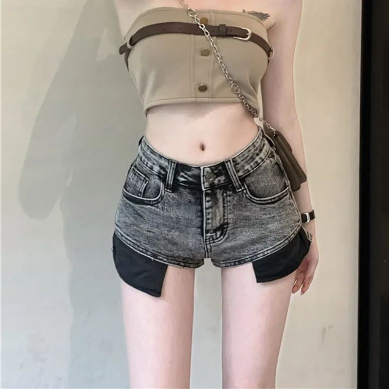 Quần Short Denim Lưng Cao Ống Rộng Thời Trang Mùa Hè Quyến Rũ Cho Nữ