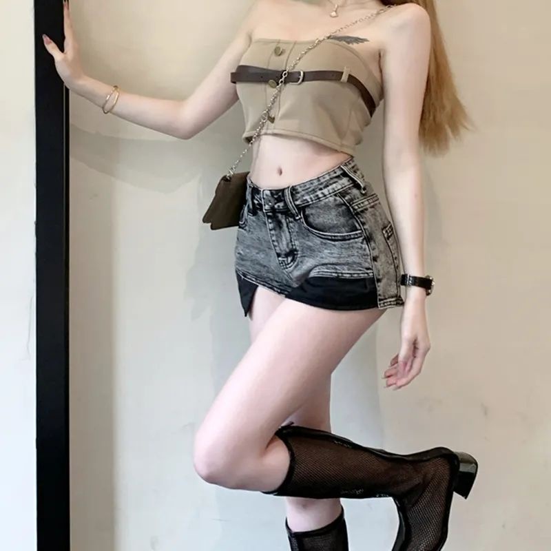 Quần Short Denim Lưng Cao Ống Rộng Thời Trang Mùa Hè Quyến Rũ Cho Nữ