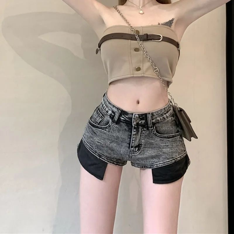 Quần Short Denim Lưng Cao Ống Rộng Thời Trang Mùa Hè Quyến Rũ Cho Nữ
