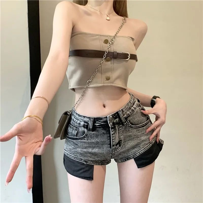 Quần Short Denim Lưng Cao Ống Rộng Thời Trang Mùa Hè Quyến Rũ Cho Nữ