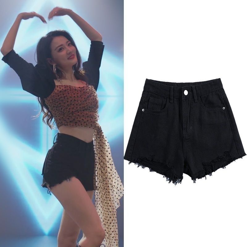 Jiashucheng Quần Short Denim Dáng Chữ a Ống Rộng Lưng Cao Màu Hồng Thời Trang Mùa Hè Kích Thước Lớn Cho Nữ