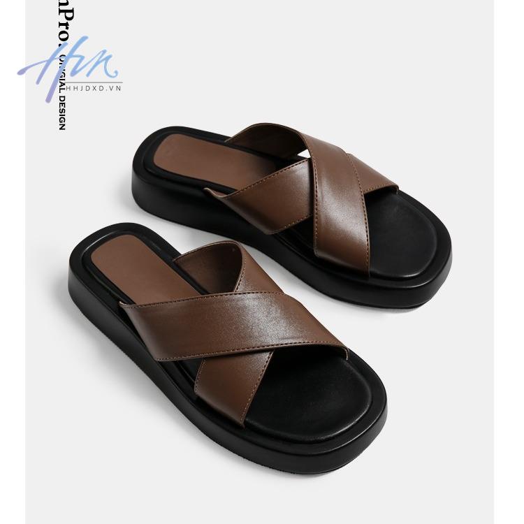 Dép Sandal Đế Dày Quai Chéo Phong Cách Hàn Quốc Thời Trang Mùa Hè 2023 Dành Cho Bạn Nữ