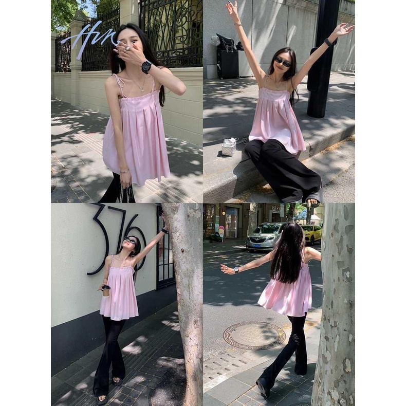 Áo Hai Dây Mùa Hè 2023 Dáng Rộng Phong Cách Phương Tây Hợp Thời Trang Cho Nữ