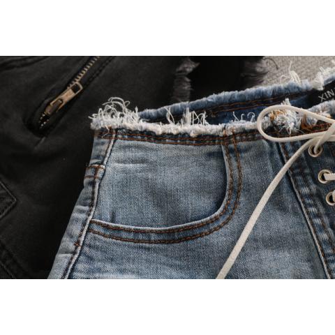 Jiashucheng Quần Short Denim Lưng Cao Dáng Ôm Cột Dây Thời Trang Mùa Hè Hàng Mới Dành Cho Bạn Nữ