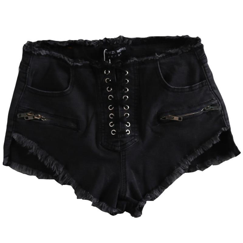 Jiashucheng Quần Short Denim Lưng Cao Dáng Ôm Cột Dây Thời Trang Mùa Hè Hàng Mới Dành Cho Bạn Nữ