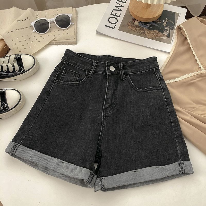 Quần Short Denim Jiashucheng Lưng Cao Dáng Rộng Phong Cách Hàn Quốc Thời Trang Mùa Hè Cho Nữ
