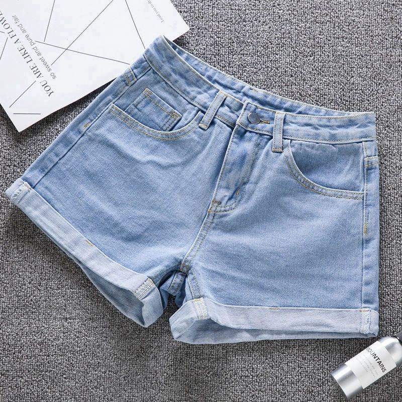 Quần Short Denim Jiashucheng Lưng Cao Dáng Rộng Phong Cách Hàn Quốc Thời Trang Mùa Hè Cho Nữ