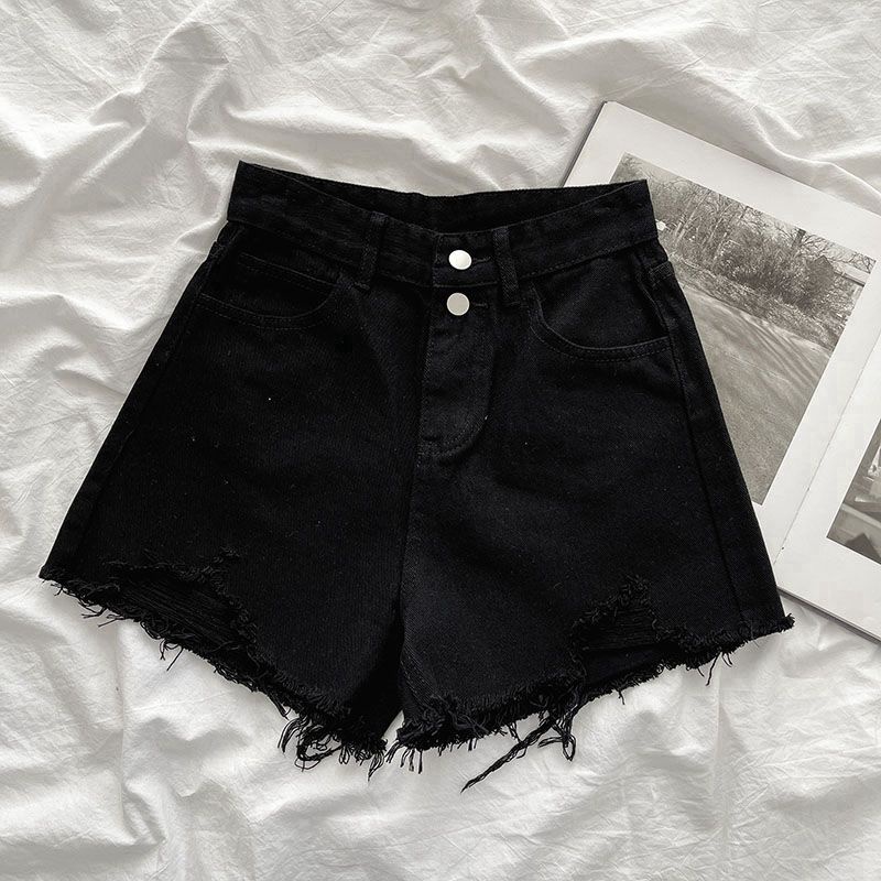 Jiashucheng Quần Short Denim Rách Dáng Rộng Eo Cao Phong Cách Hàn Quốc Thời Trang Xuân Hè Mới Dành Cho Bạn Nữ