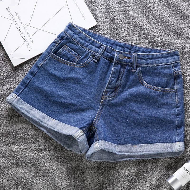 Quần Short Denim Jiashucheng Lưng Cao Dáng Rộng Phong Cách Hàn Quốc Thời Trang Mùa Hè Cho Nữ