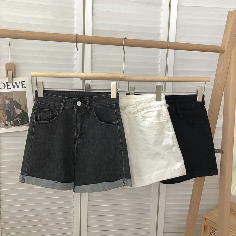 Quần Short Denim Jiashucheng Lưng Cao Dáng Rộng Phong Cách Hàn Quốc Thời Trang Mùa Hè Cho Nữ