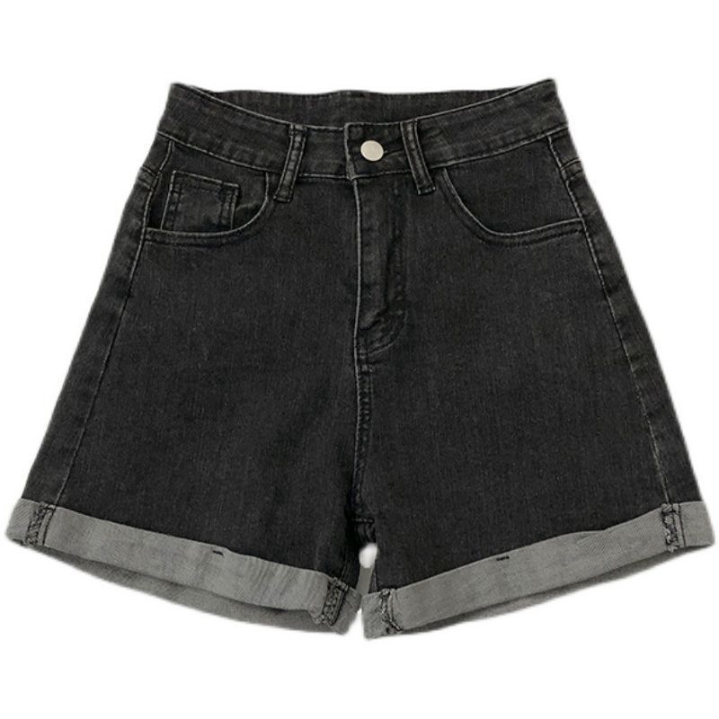 Quần Short Denim Jiashucheng Lưng Cao Dáng Rộng Phong Cách Hàn Quốc Thời Trang Mùa Hè Cho Nữ
