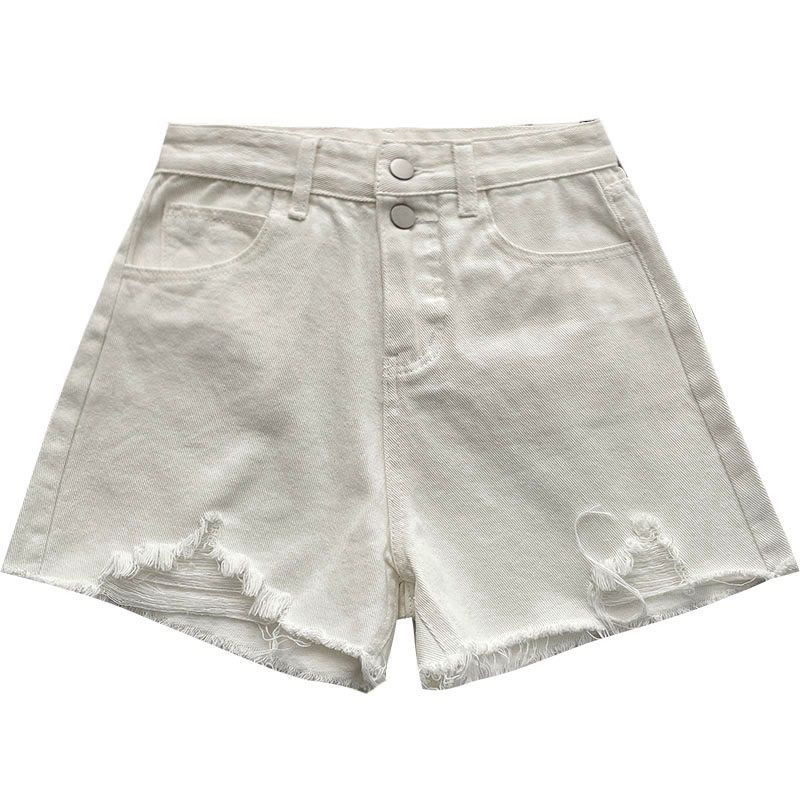 Jiashucheng Quần Short Denim Rách Dáng Rộng Eo Cao Phong Cách Hàn Quốc Thời Trang Xuân Hè Mới Dành Cho Bạn Nữ