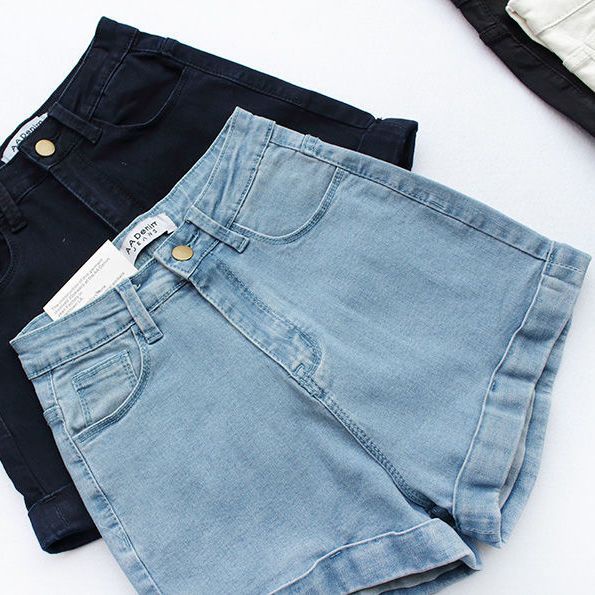Jiashucheng Quần Short Denim Dáng Chữ A Eo Cao Co Giãn Phong Cách Hàn Quốc Thời Trang Mùa Hè Mới Dành Cho Nữ