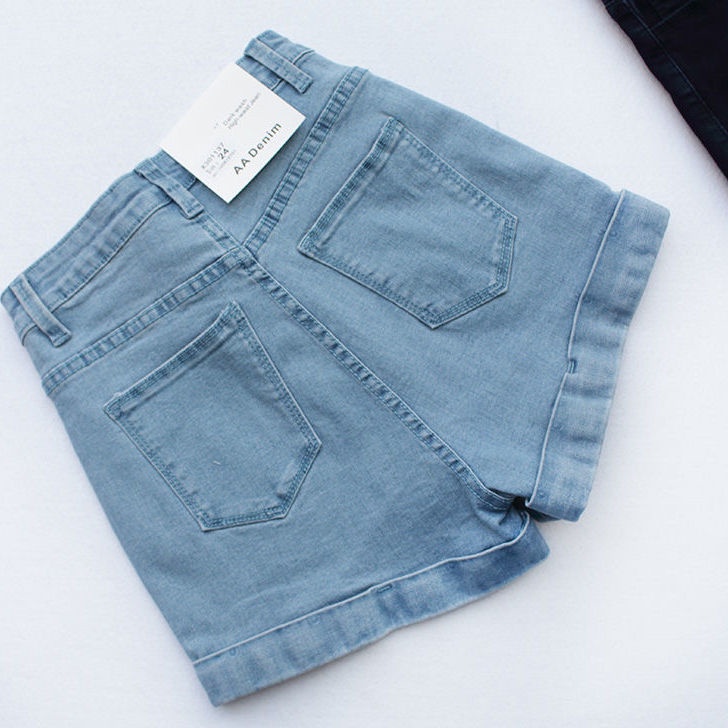 Jiashucheng Quần Short Denim Dáng Chữ A Eo Cao Co Giãn Phong Cách Hàn Quốc Thời Trang Mùa Hè Mới Dành Cho Nữ