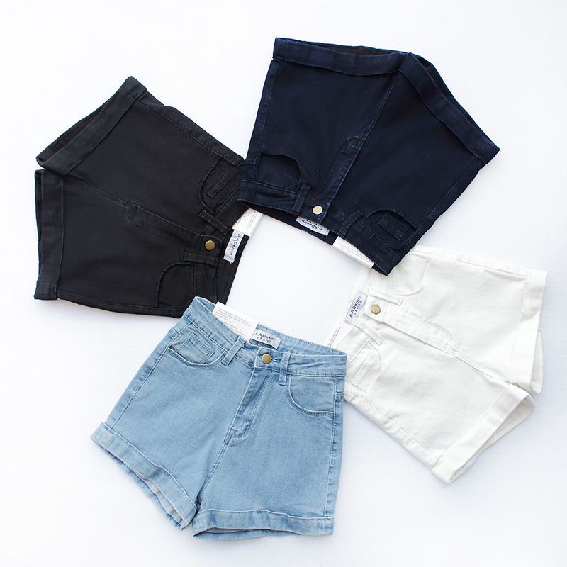 Jiashucheng Quần Short Denim Dáng Chữ A Eo Cao Co Giãn Phong Cách Hàn Quốc Thời Trang Mùa Hè Mới Dành Cho Nữ