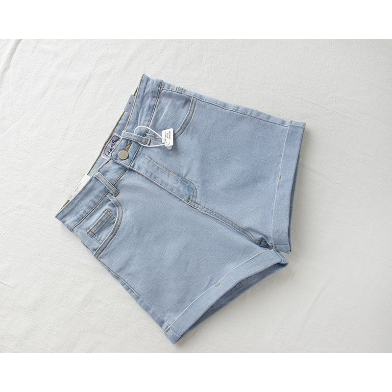 Quần Short Denim Lưng Cao Co Giãn Thời Trang Mùa Hè Dành Cho Nữ