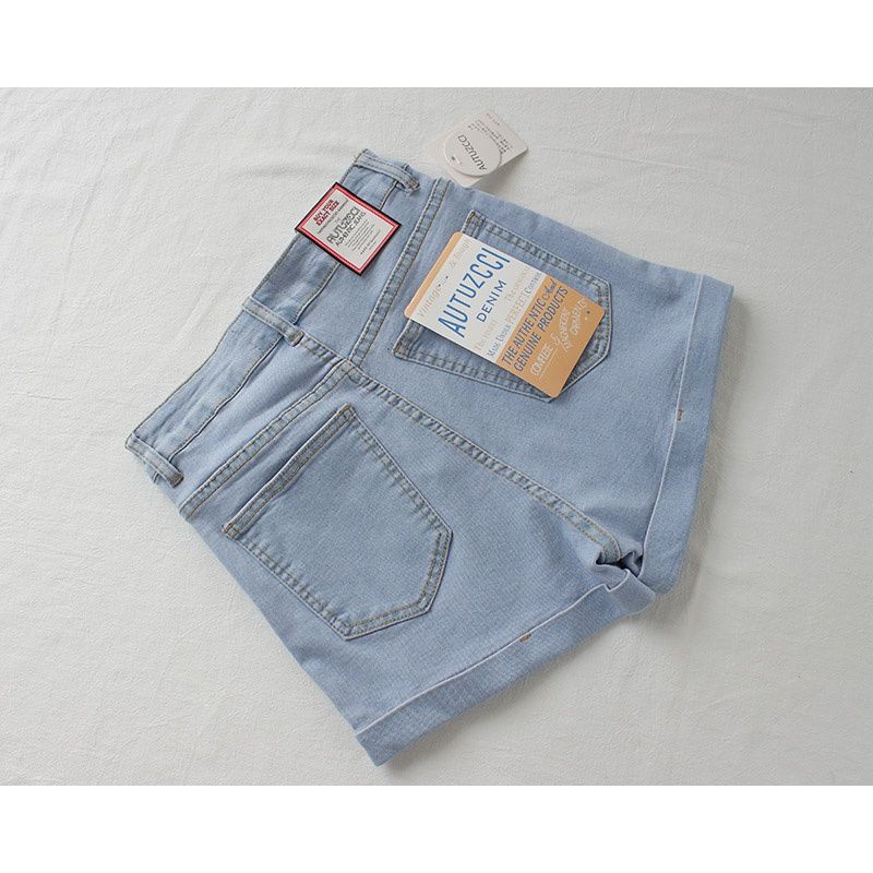 Quần Short Denim Lưng Cao Co Giãn Thời Trang Mùa Hè Dành Cho Nữ