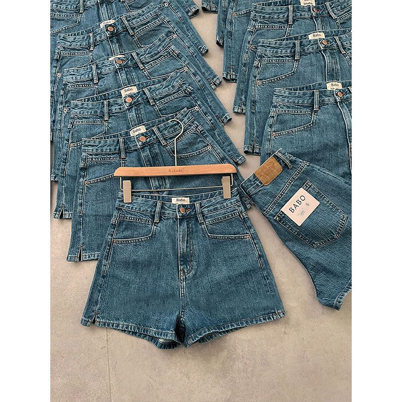 Quần Short Denim Mỏng Lưng Cao Dáng Chữ A Ống Rộng Xẻ Tà Phong Cách Châu Âu Thời Trang Mùa Hè Hàng Mới Cho Nữ