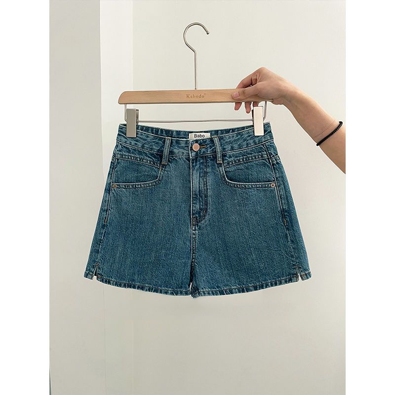 Quần Short Denim Mỏng Lưng Cao Dáng Chữ A Ống Rộng Xẻ Tà Phong Cách Châu Âu Thời Trang Mùa Hè Hàng Mới Cho Nữ