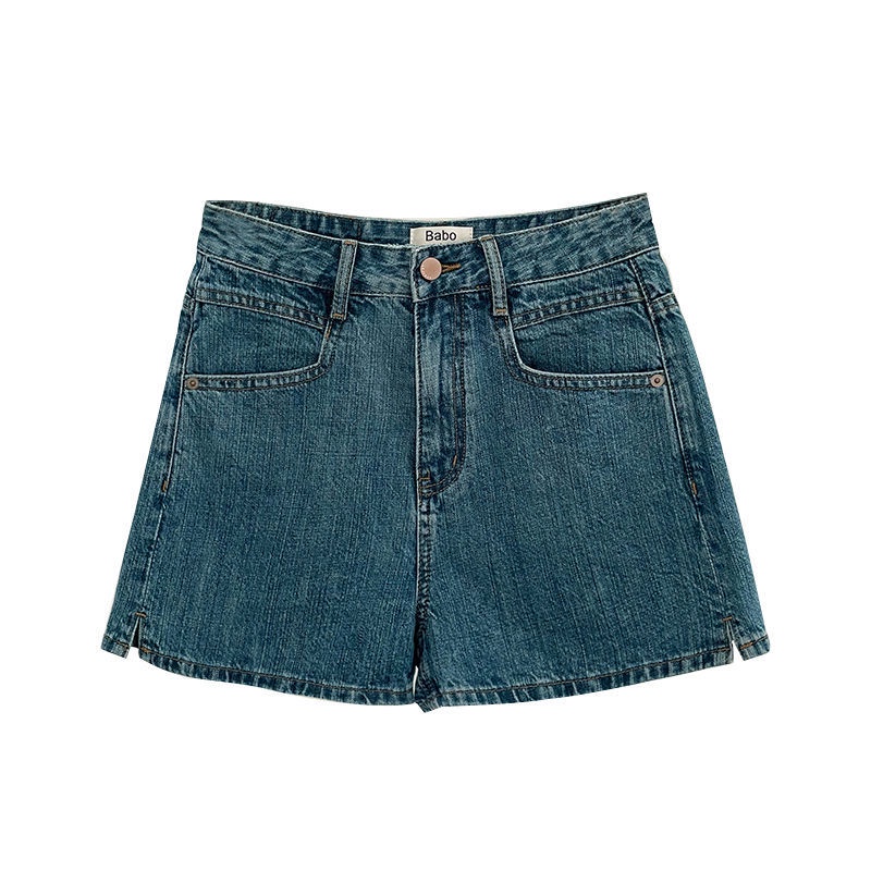 Quần Short Denim Mỏng Lưng Cao Dáng Chữ A Ống Rộng Xẻ Tà Phong Cách Châu Âu Thời Trang Mùa Hè Hàng Mới Cho Nữ
