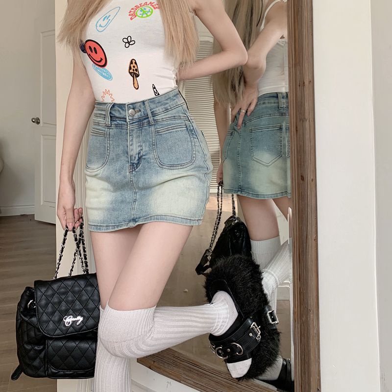 Chân Váy Jean Ngắn Co Giãn Chống Chói Màu Sắc Tươi Sáng Phong Cách Cổ Điển Thời Trang Mùa Hè Cho Nữ