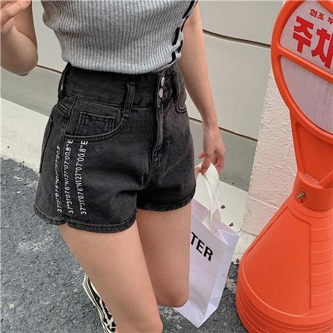 Quần Short Denim Màu Đen Lưng Cao Dáng Chữ a Ống Rộng Thời Trang Mùa Hè Cho Nữ Có Size Lớn