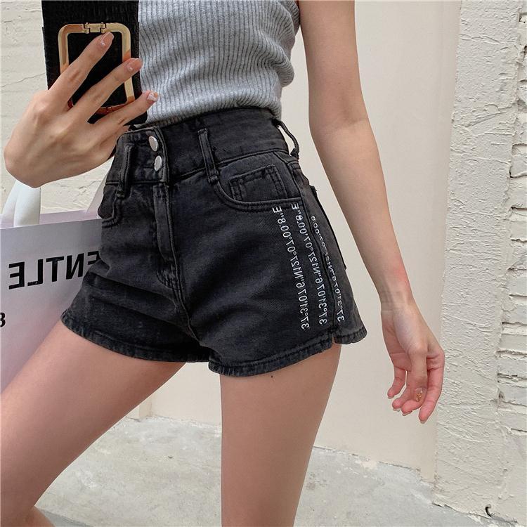 Quần Short Denim Màu Đen Lưng Cao Dáng Chữ a Ống Rộng Thời Trang Mùa Hè Cho Nữ Có Size Lớn
