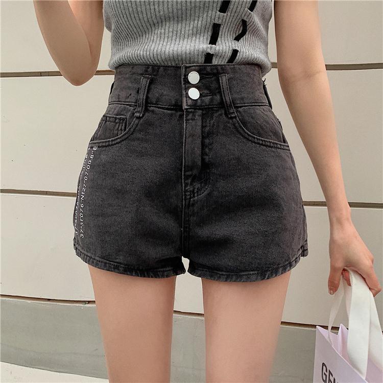 Quần Short Denim Màu Đen Lưng Cao Dáng Chữ a Ống Rộng Thời Trang Mùa Hè Cho Nữ Có Size Lớn