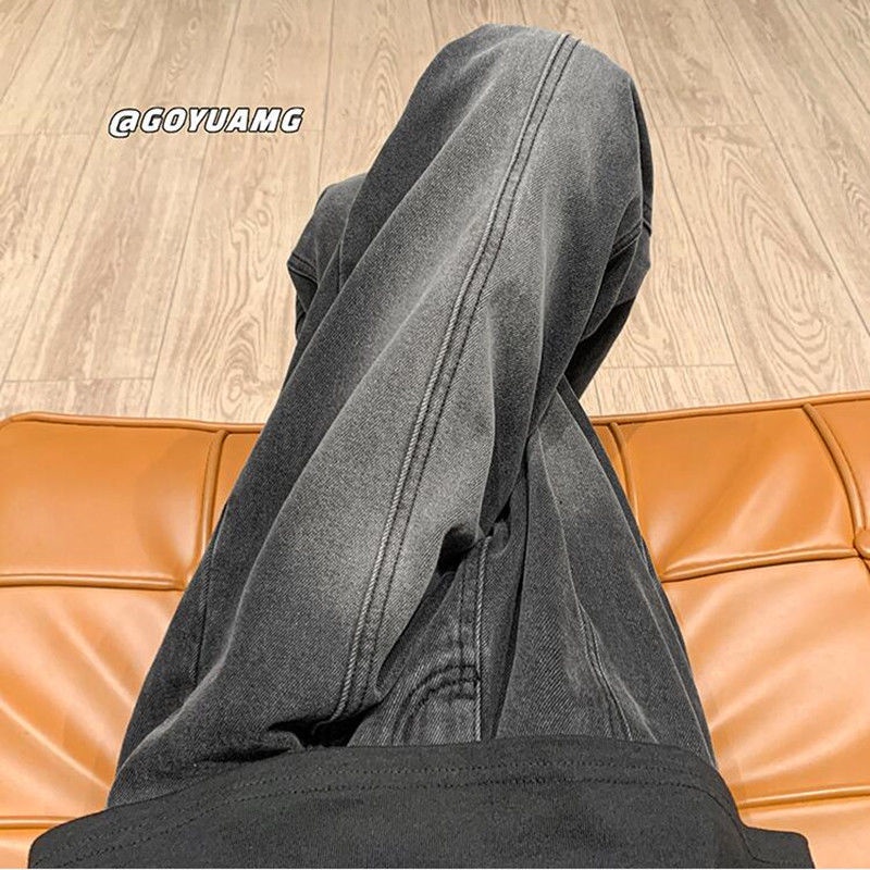 Jiashucheng Quần Jean Ống Rộng Màu Gradient Phong Cách Retro Mỹ Thời Trang Xuân Thu Cho Nữ