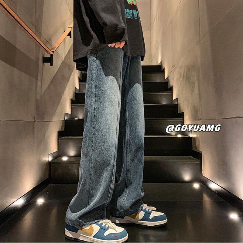 Jiashucheng Quần Jean Ống Rộng Màu Gradient Phong Cách Retro Mỹ Thời Trang Xuân Thu Cho Nữ