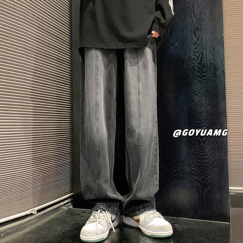 Jiashucheng Quần Jean Ống Rộng Màu Gradient Phong Cách Retro Mỹ Thời Trang Xuân Thu Cho Nữ