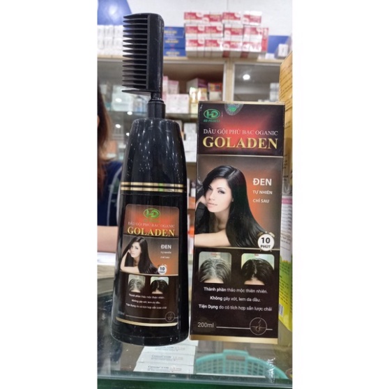 Dầu gội phủ bạc oganic Goladen - Giúp rửa sạch da đầu , nhuộm đen tóc , tóc luôn bóng mượt