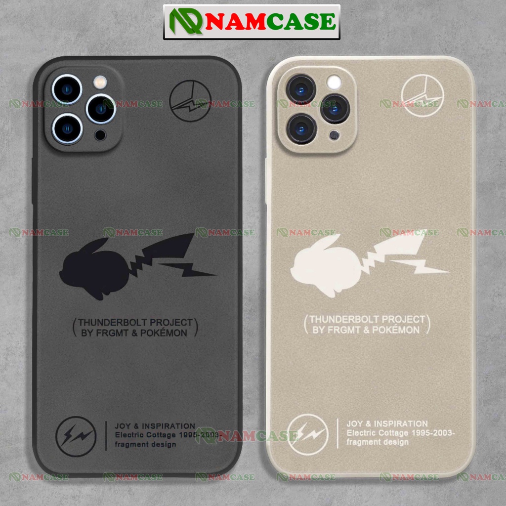 Ốp lưng iphone cặp đôi hoạt hình pikachu cạnh vuông bảo vệ cam silicon mềm dẻo ip 6/6s/7/8/X/XS/11/12/13/14 Pro Plus Max