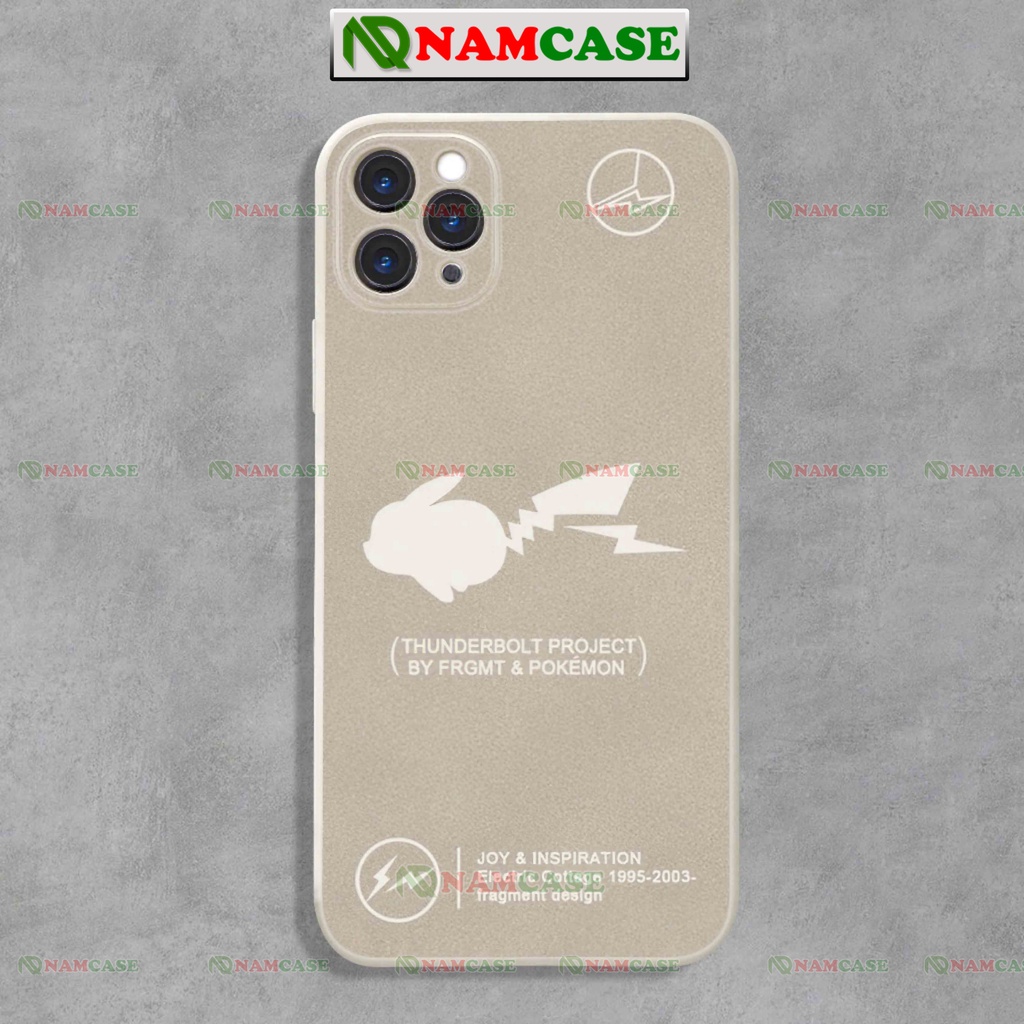 Ốp lưng iphone cặp đôi hoạt hình pikachu cạnh vuông bảo vệ cam silicon mềm dẻo ip 6/6s/7/8/X/XS/11/12/13/14 Pro Plus Max