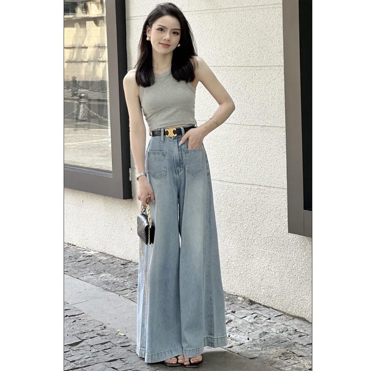 Jiashucheng Chân Váy Jean Lưng Cao Dáng Ôm Màu Sáng Phong Cách Hàn Quốc Thời Trang Mùa Hè Cho Nữ