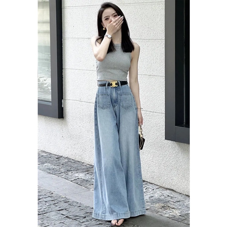 Jiashucheng Chân Váy Jean Lưng Cao Dáng Ôm Màu Sáng Phong Cách Hàn Quốc Thời Trang Mùa Hè Cho Nữ