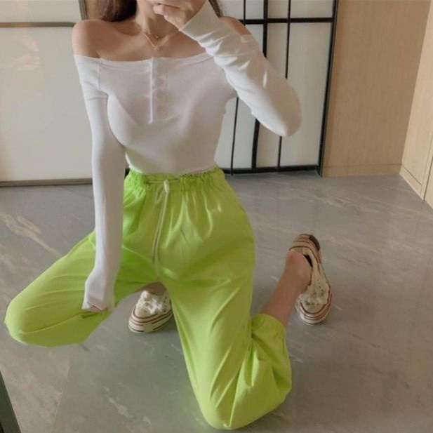 Áo Thun Tay Dài Hở Vai Dáng Ngắn Phong Cách Thời Trang Xuân Thu Mới