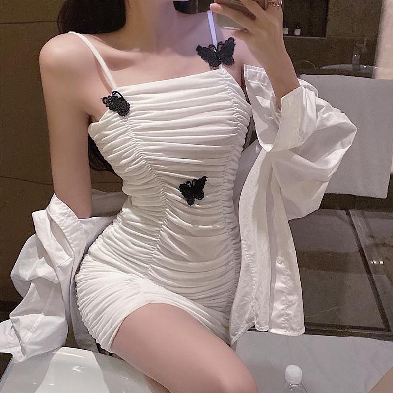 Jiashucheng Đầm Hai Dây Dáng Ôm Phong Cách Mới Quyến Rũ Thời Trang Mùa Hè Dành Cho Nữ