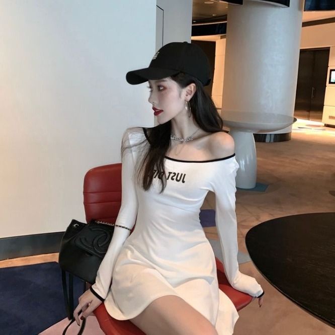 Jiashucheng Đầm Dáng Ôm Lưng Cao Màu Sắc Phong Cách Hàn Quốc Thời Trang Xuân Thu Cho Nữ